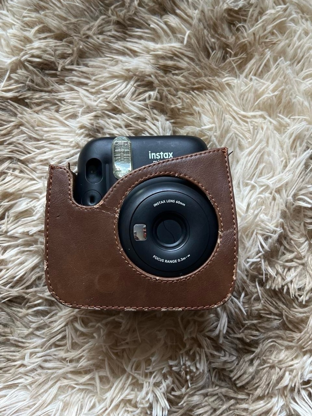 Instax Mini 11 Instant Camera in Black with Brown Case